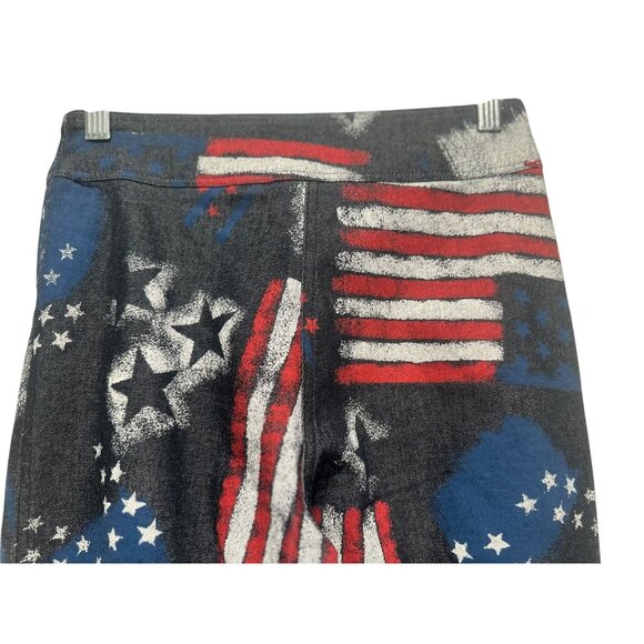 Milio USA Flag Painted Print Flare Pants Women XS 2 Vintage Retro Patriotic Boho - Picture 8 of 12